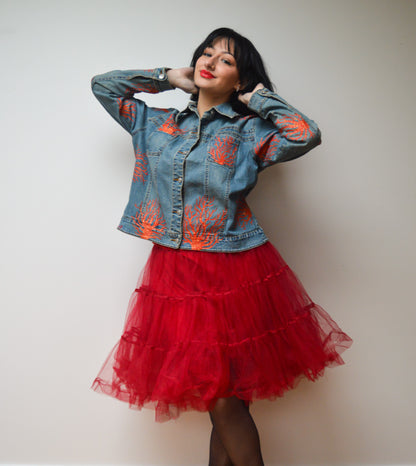 Veste en Jean "coraux rouge"