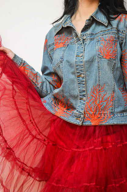 Veste en Jean "coraux rouge"